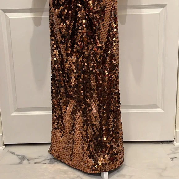 Oleg Cassini Vintage Gold Sequin Maxi Dress Long Sleeve Oleg Cassini Vintage Gold Sequin Maxi Dress Long Sleeve